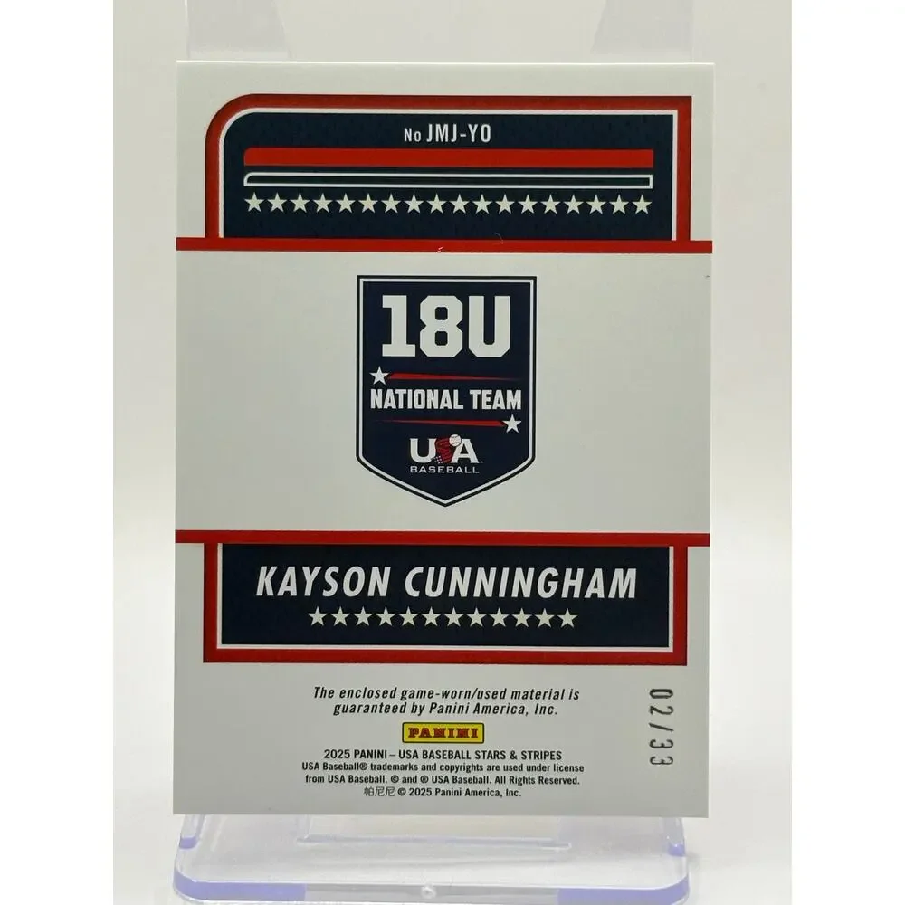 2025 Panini Stars and Stripes Kayson Cunningham Jumbo Materials Jersey Prime /33 - Picture 2 of 2